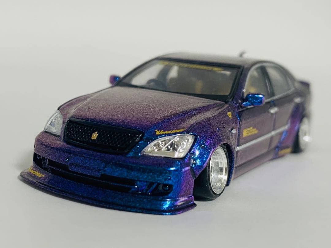 1/64 LB CROWN ATHLETE カスタム Zoom 1/64 Scale Toyota Crown Athlete GRS184 Black Diecast Car Toy