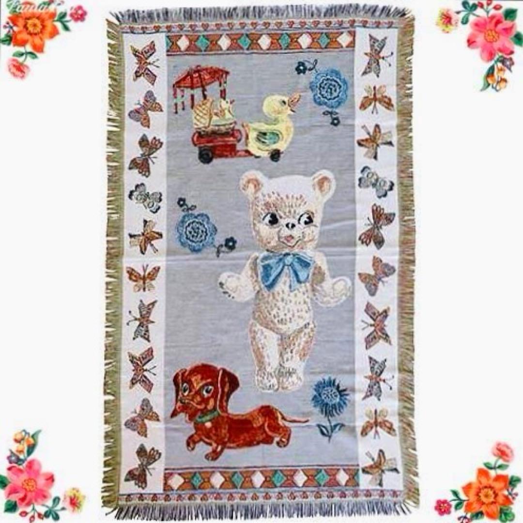 【新品タグ付き】ナタリーレテ　ラグブランケット　犬＆クマ　ゴブラン　スローケット Nathalie Lete（ナタリーレテ） タペストリー・ラグ ドッグス 犬たちの