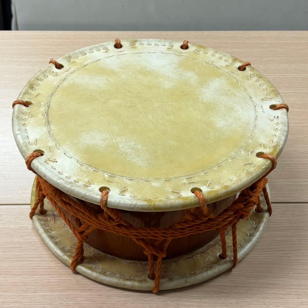 ②希少 和太鼓 締め太鼓 約35cm 和楽器 締太鼓35cm（ボルト締め・あわせ胴） 鉄製座り台座セット【1707-B