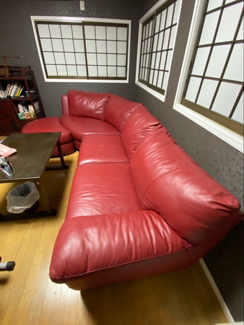 【美品】【本革】存在感抜群！高級赤レザー L字ソファ 320cm※直接引取り 楽天市場】[P2倍]2月23日(月)1:59まで 本革ソファ 3人掛け レザー 赤