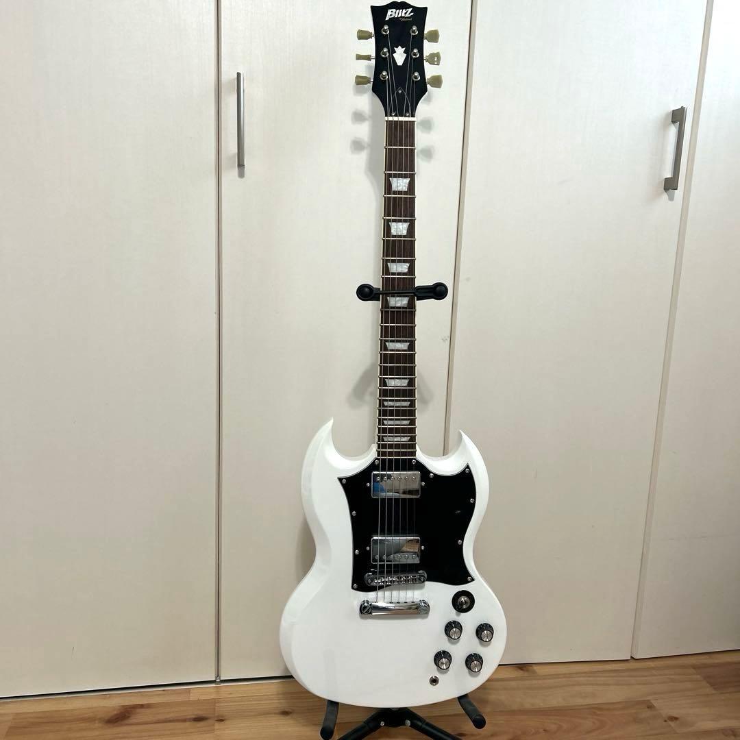 Blitz ホワイト ブリッツ エレキギター SG BSG-STD WH 51DtuwUELsL.jpg_BO30,255,255,
