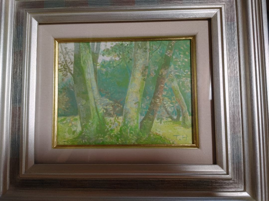 風景画　黒姫山　額縁入り 甲斐駒ケ岳 風景画 絵画 山 絵 シルクスクリーン 版画 池上壮豊 額付き