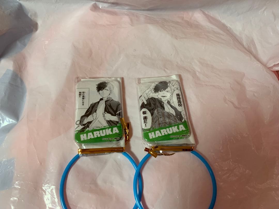 新品未使用 スクエア缶バッジ桜2種 ウィンドブレイカー SEGA限定① 水鉄砲ではしゃぐ桜遥や楡井秋彦！セガ ラッキーくじオンライン「WIND