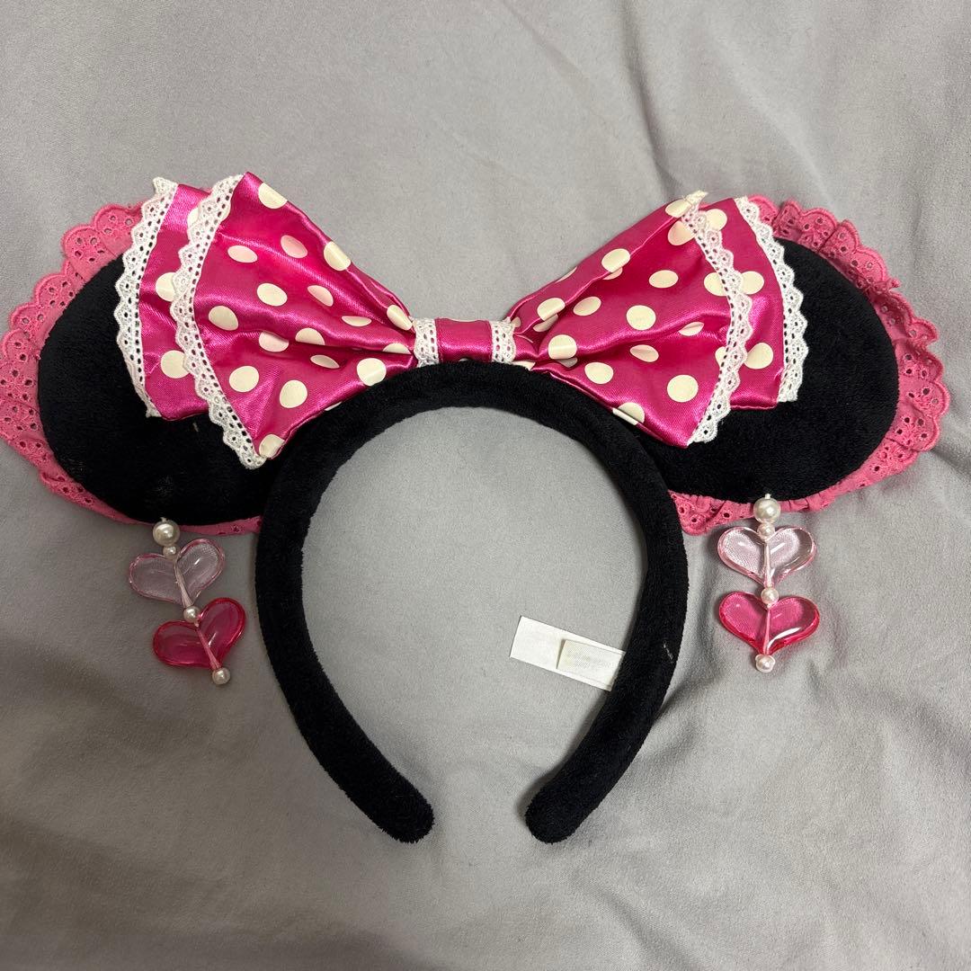 ミニー　カチューシャ　水玉　ピンク　ディズニー Disney - ディズニー カチューシャ ミニー ビッグリボン 水玉 ピンク