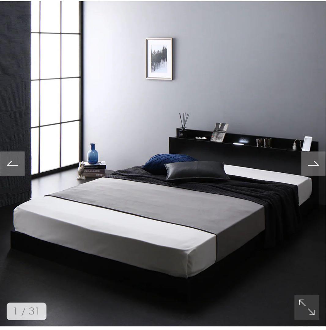 【未使用　開封済】Rasik ロータイプベッド セミシングル 80cm ブラック RASIK（ラシク） ベッド セミシングル ベッドフレームのみ ブラック 脚