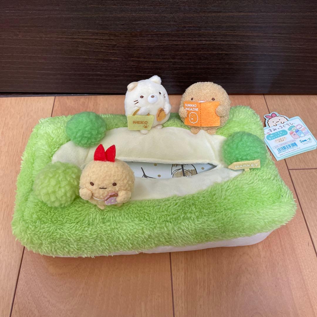 新品　すみっコぐらし　ぬいぐるみ　ティッシュカバー　えびふらいのしっぽのおつかい すみっコぐらし - たべものおうこく サンドイッチ ティッシュBOXカバー