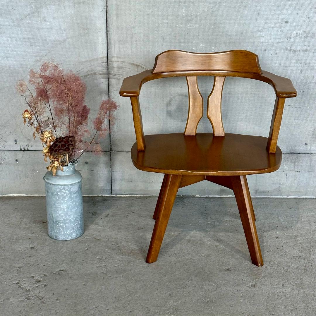 ✦マツダ家具✦ 木製 回転式ダイニングチェア 昭和レトロ 国産ヴィンテージ ✦マツダ家具✦ 木製 回転式ダイニングチェア 昭和レトロ 国産ヴィンテージ