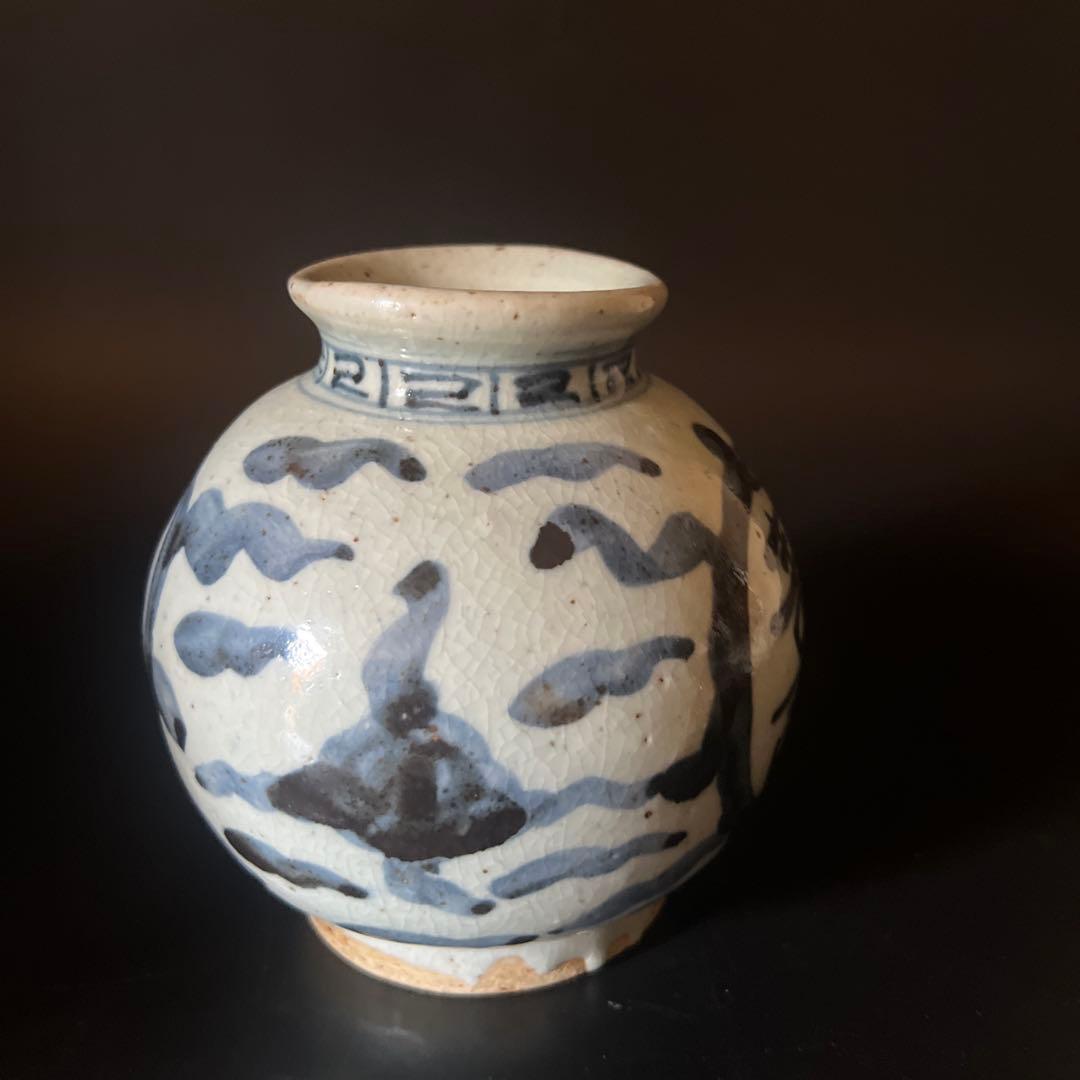 骨董　瓷器　染付双寿缶　茶壺　中国美術 中国（古染付）｜所蔵品｜石洞美術館