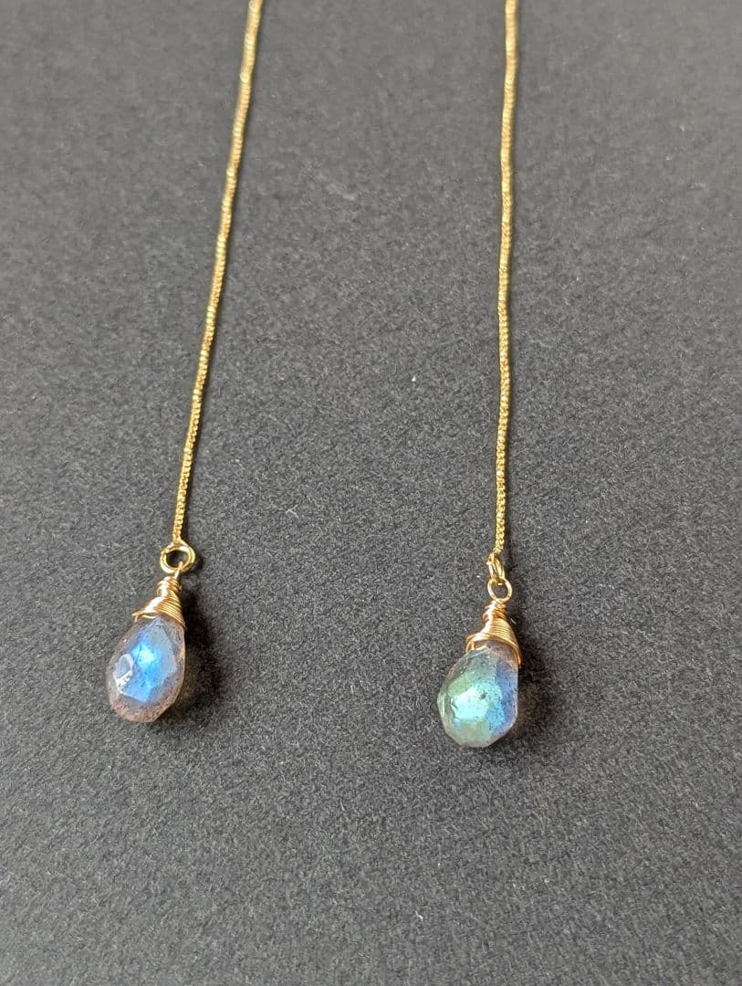 ラブラドライトドロップアメリカンチェーンピアス K10ラブラドライトピアス｜ピアス｜ノジェス 公式オンラインストア