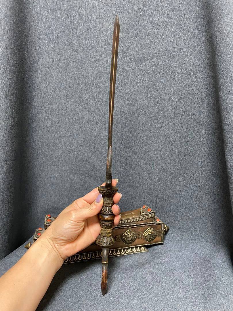 三鈷剣　倶利伽羅剣　不動明王　空海　チベット密教　43.5cm