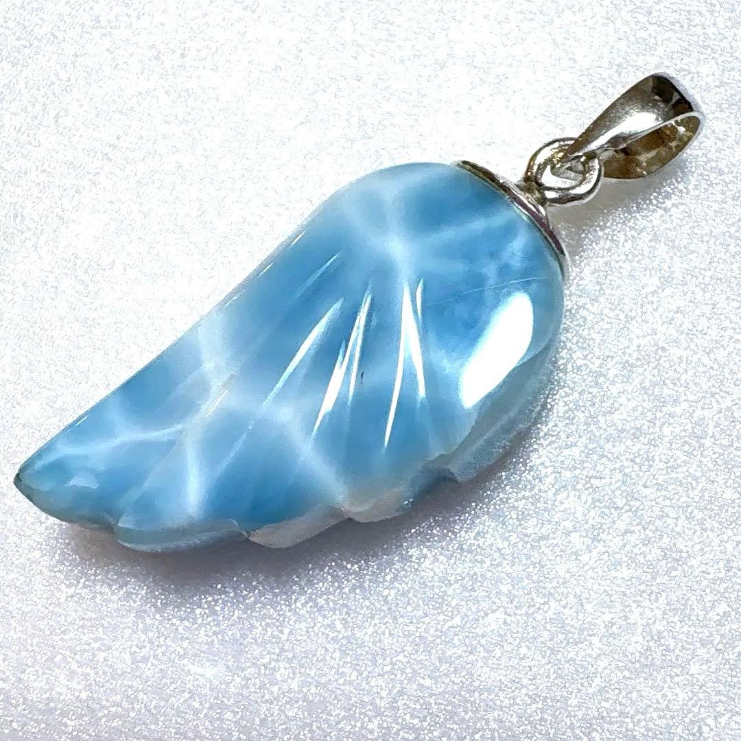 天然石　ラリマー　ドミニカ共和国産　ペンダントトップ　　　　天使の羽根 ペンダントトップ ラリマー （ドミニカ共和国産） No.21 | 神棚・神具