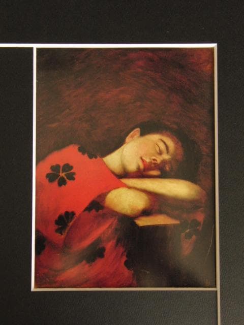 山本芳翠、眠れる女、希少な画集より、新品高級額・額装付 1枚の絵だった山本芳翠の油彩画2点 再会導いた「三越」の絵はがき