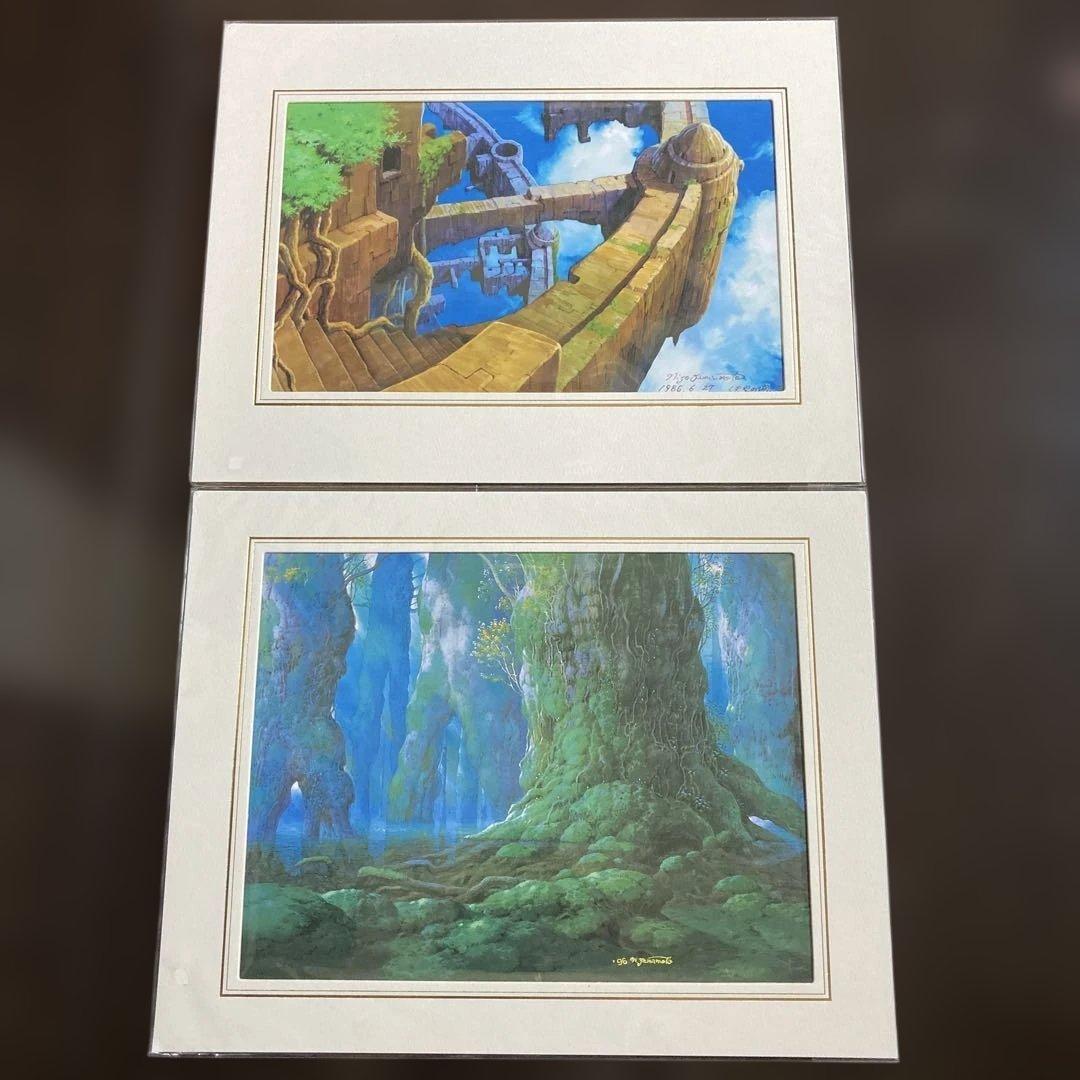 ジブリ 複製原画 ２枚セット ラピュタ もののけ姫 山本ニ三 未開封】山本二三 複製原画 2点セット ラピュタ もののけ姫 ジブリ背景
