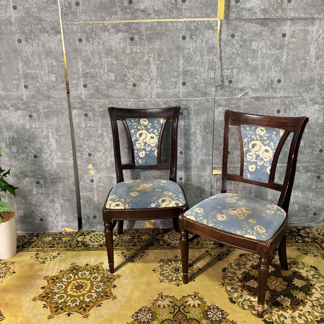 ꧁カリモク家具 karimoku꧂花柄ダイニングチェア2脚 食卓椅子 いす イス カリモク家具（KARIMOKU FURNITURE） 【開梱設置付】 CU5738 CU5739