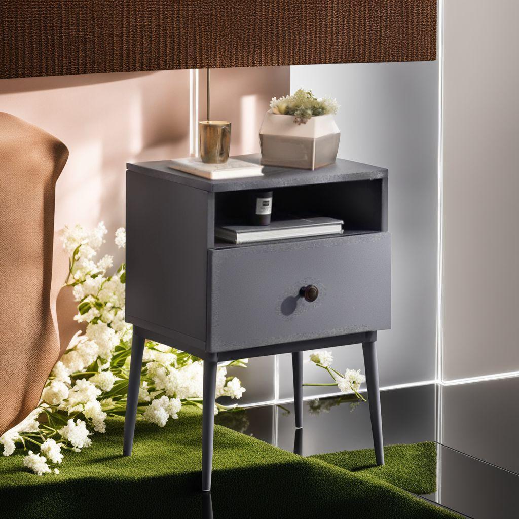 シンプルデザイン グレー 引き出し サイドテーブル GULLABERG グラベリ サイドテーブル, 引き出し1段付き 棚板1枚付き