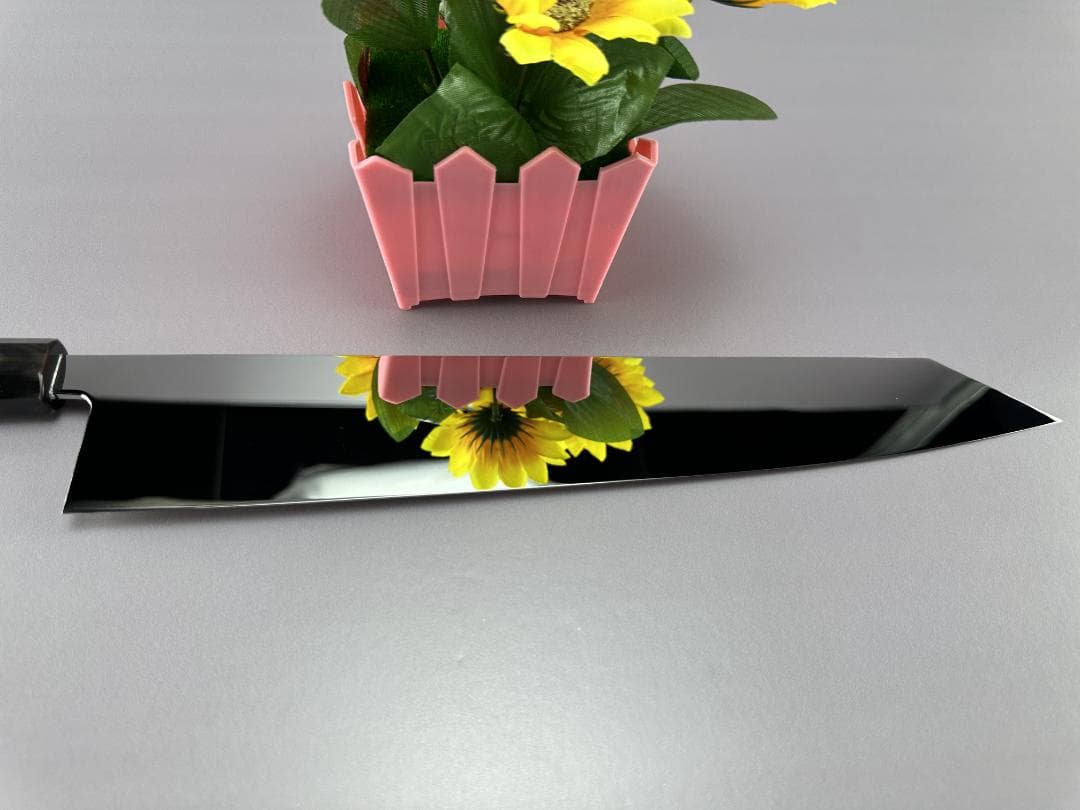 5632 完全ウルトラ鏡面 尺一 切付牛刀 スネークウッド黒水牛角二本銀巻八角柄 楽天市場】柳刃包丁 尺一（刃渡り330mm) 通常鏡面仕上げ 本刃付け 刺身