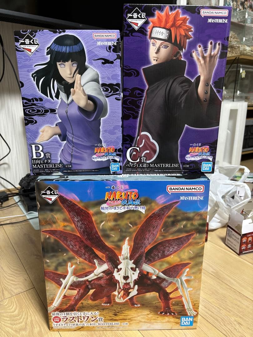 ナルト 1番くじ　フィギュアセット ヒナタ ペイン 九尾の狐 一番くじ NARUTO-ナルト- 疾風伝 輪廻の嘆きと平和の懸け橋」の全