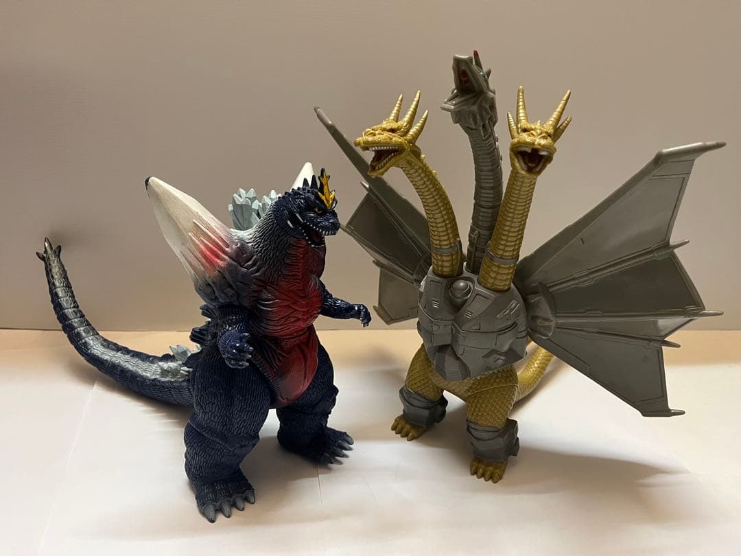 2点セット　スペースゴジラ　メカキングギドラ　ソフビ　1991年　ビッグソフビ バンダイ ビッグサイズソフビ「身長約370mmの大迫力サイズ」 1991