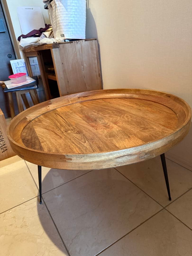 コンランショップ　マンゴーウッドmaterコーヒーテーブル マンゴーウッドを使用したブルックリン系 ラウンドコーヒーテーブル456