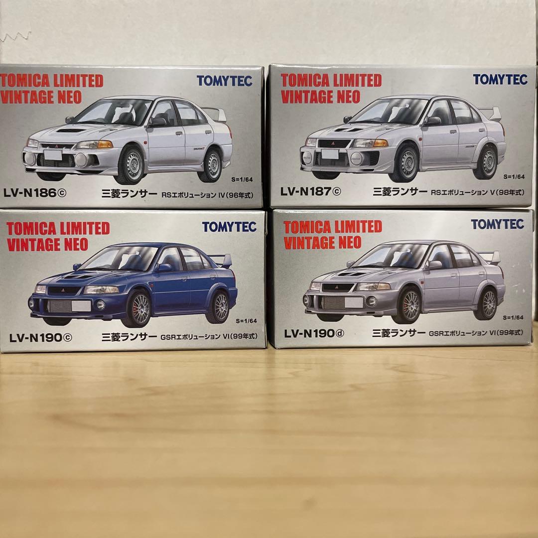 未使用 トミカリミテッドヴィンテージネオ 三菱ランサーエボリューション4台セット トミーテック トミカリミテッドヴィンテージNEO LV-N349c 三菱