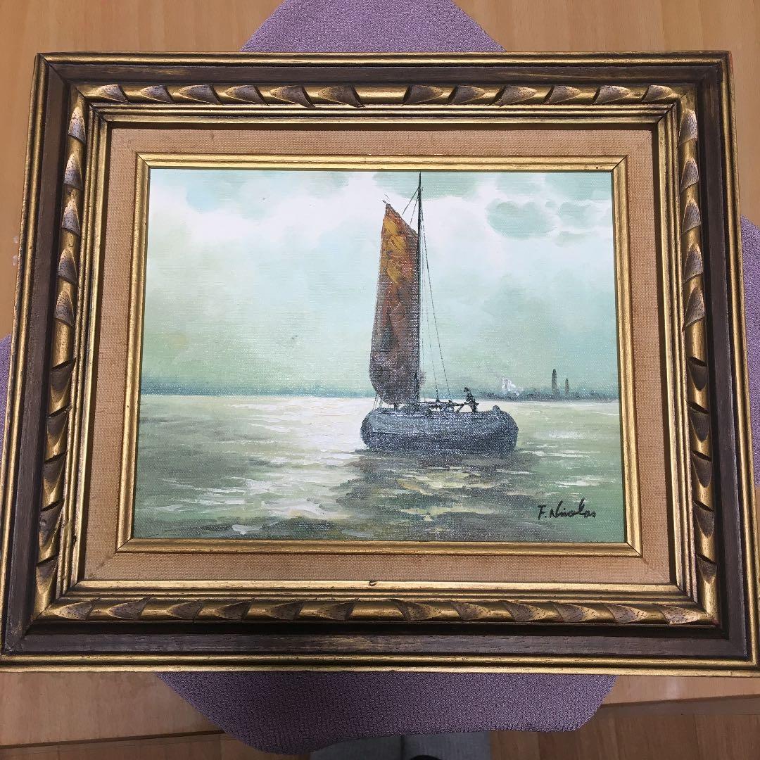 1089 絵画 油絵 F. Nicolas 帆船 1089 絵画 油絵 F. Nicolas 帆船 - メルカリ