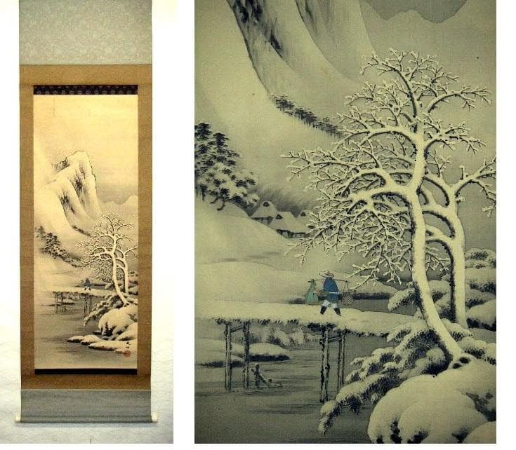 ♥掛軸　雪景図　西尾 楚江　掛け軸　骨董品 ♥掛軸 雪景図 西尾 楚江 掛け軸 骨董品 - メルカリ