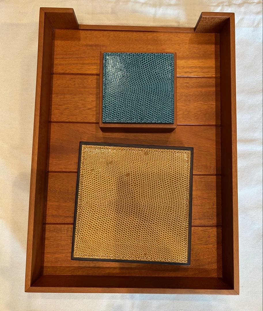 HERMES 木製 小物入れ トレイ3点セット売り ベルメゾン（BELLE MAISON） トレー 小物トレー トレイ 小物置き 木製