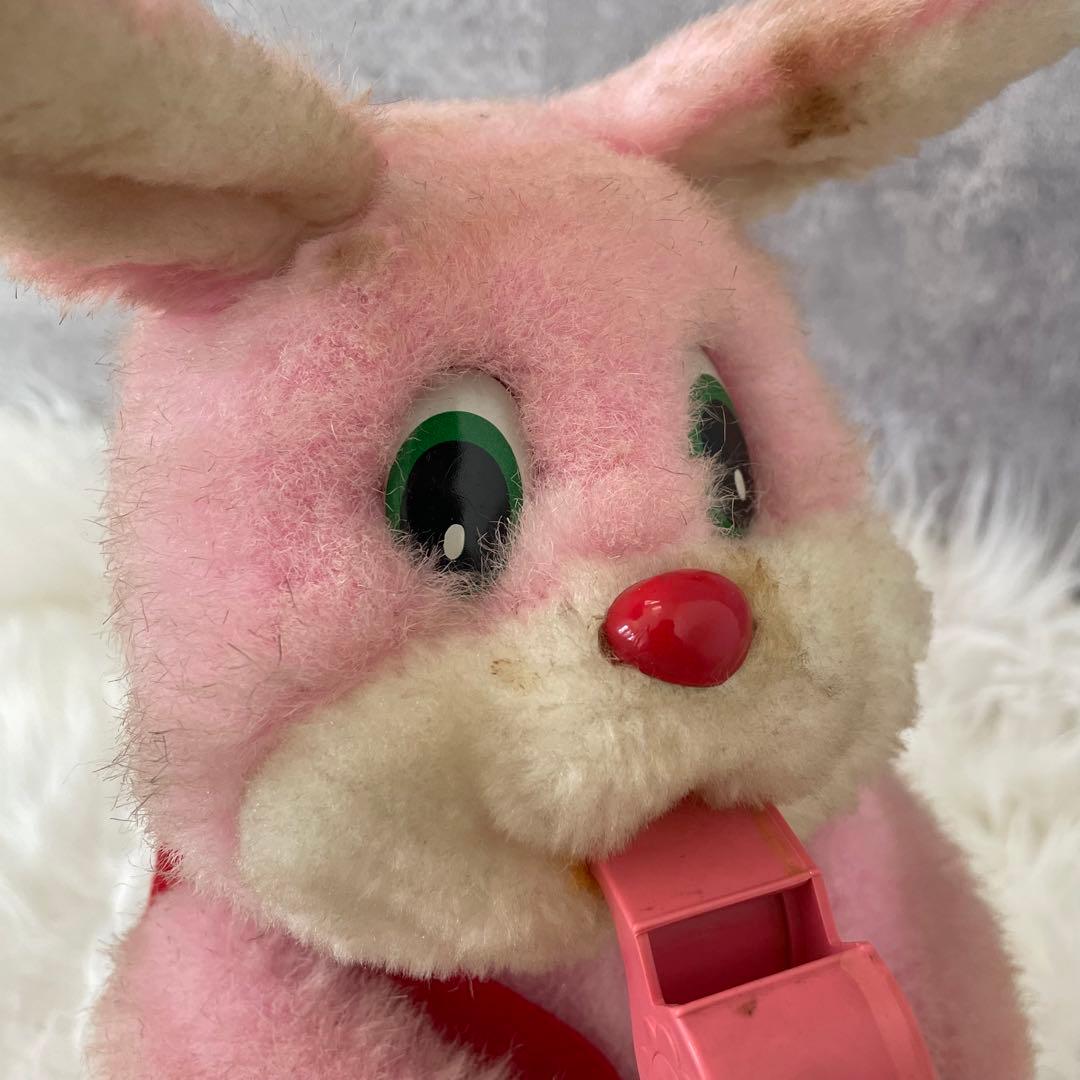 昭和レトロ！！】ウサちゃん応援団長 ぬいぐるみ 人形 うさぎ ピンク