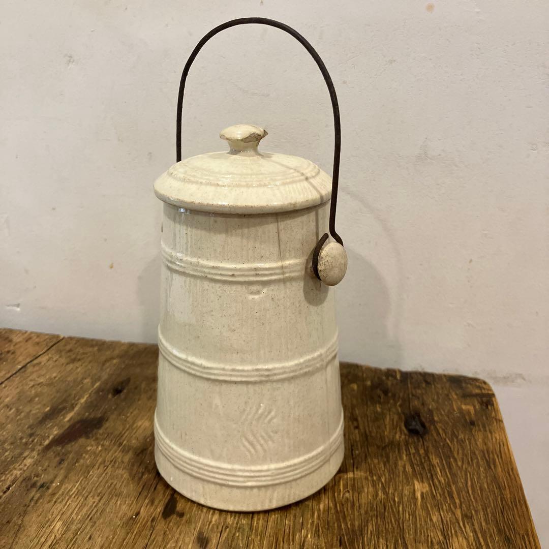 フランス アンティーク 陶器ポット 花瓶 アンティークポット.8A フランス アンティーク 陶器ポット