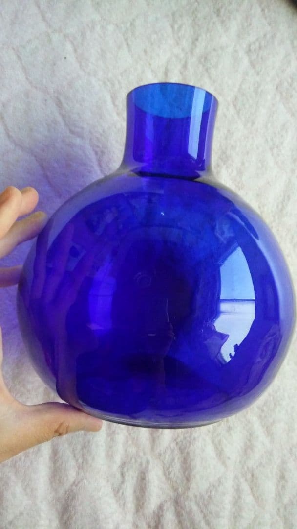 昭和レトロ☆ブルーガラス☆vintage☆長崎びぃどろ びいどろ Mサイズ 針差 ステンド ブルー カラー 昔ながらのガラス玩具