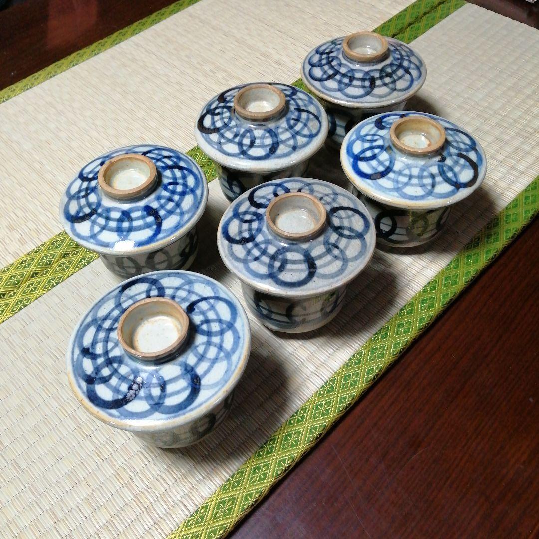 犬山焼　安南手蓋付碗　6客　10cm　大正〜昭和初期 一宮市博物館データ検索システム｜「犬山焼安南写茶碗」