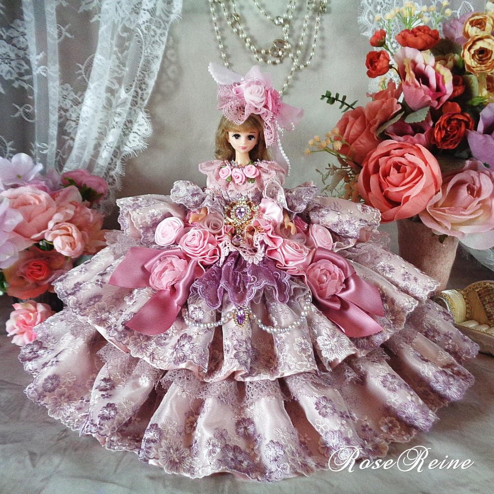 XmasSale アンネローゼ王妃クラシカルモーブピンクの豪華フリルドールドレス XmasSale】アンネローゼ王妃 クラシカルモーブピンクの可憐で豪華な最