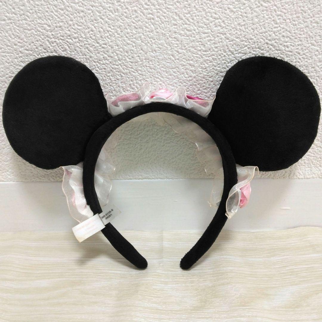 ディズニー ミニー カチューシャ ローズ 薔薇 りぼん レース ピンク