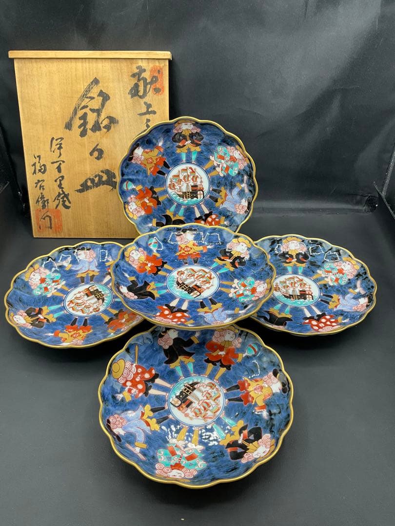 福右衛門窯　古伊万里　皿　染錦献上手　福右衛門 未使用品 福右衛門窯 盛り込み皿 盛り皿 中皿 希少な6客 献上手 古