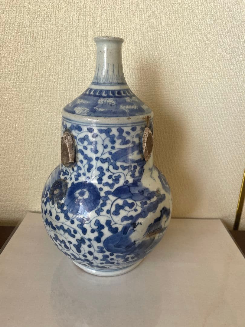 青白磁の装飾花瓶古美術骨董 景徳鎮古青と白磁器小古青と白 瓶のアンティークの陶器の花瓶の装飾